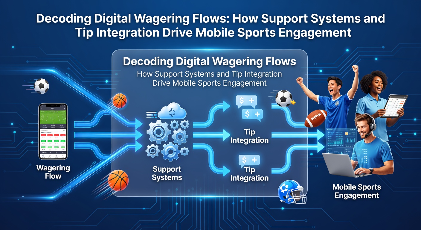 Illustration digitaler Wettflüsse mit Fokus auf Support-Systeme und mobile Integration